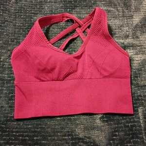 Zella Cross-Back Sports Bra - Color Burgundy